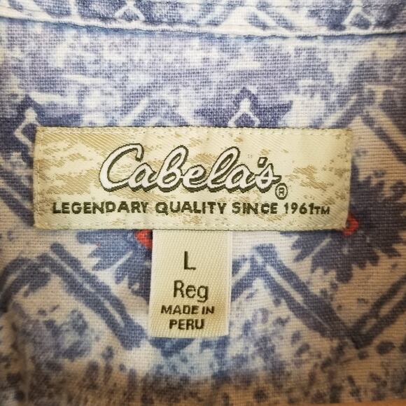 Cabela's Women's Blue 100% Cotton Casual Button Up Long Sleeve Shirt Size Large - Picture 3 of 5